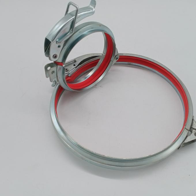 Round Ducting Clamps Quick Release Pipe Clamp Dengan penjepit pipa Flange Rubbe Merah