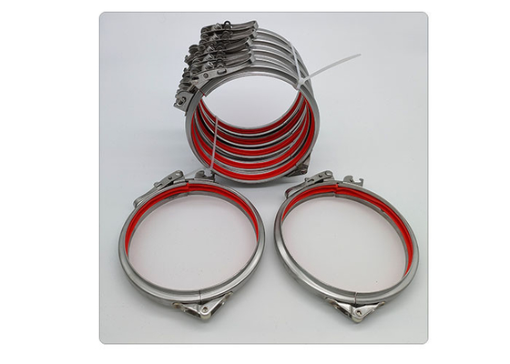 Menangani Spiral Rilis Cepat Duct Hose Clamp Red Seal Ring Stainless Steel 304/316