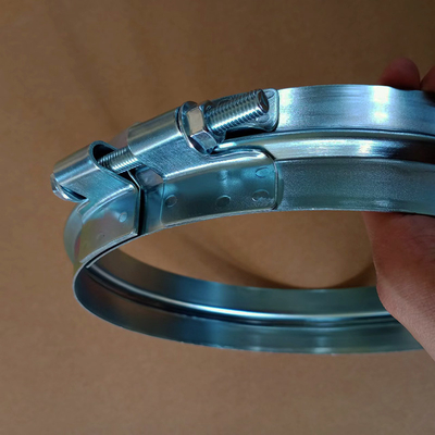 Ventilasi saluran udara logam baja Galvanized Pipe Bolt Clamp lebar