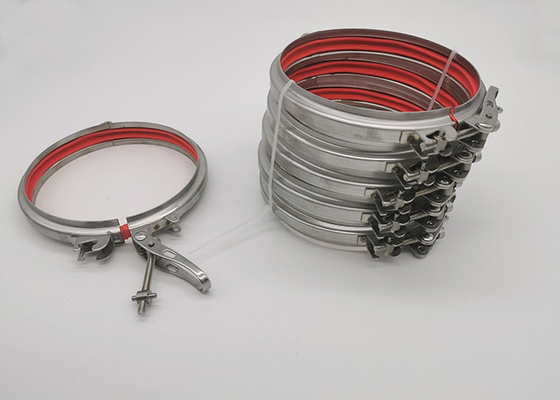 Steel 304 Bolted Type 125mm Stainless Pipe Clamp Ducting Clips Dengan Karet