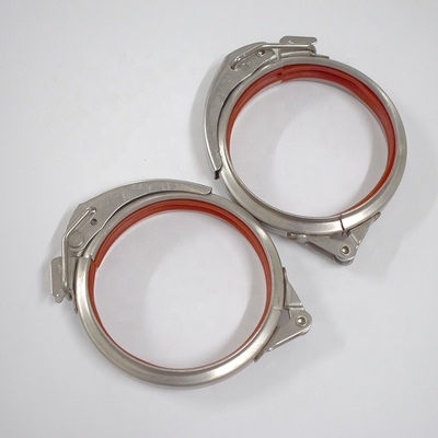 Stainless Steel 304 Cepat Rilis Tube Clip Clamping dengan Kunci Dan Gasket Merah